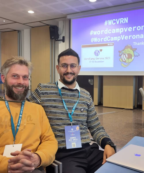 Hammed und Philipp auf dem Wordcamp in Verona 2023